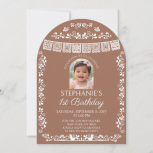 Terracotta Cielito Lindo Girl's 1st Birthday Photo Invitation
