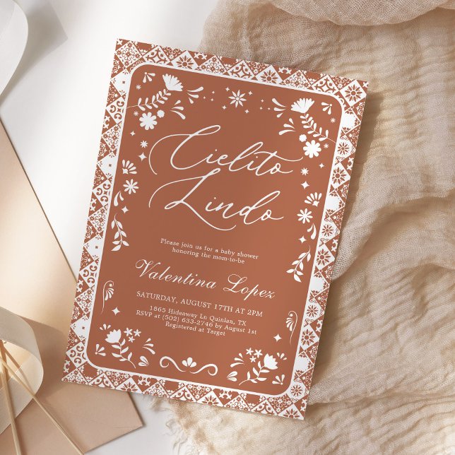 Terracotta Cielito Lindo Talavera Baby Shower Invitation (Creator Uploaded)