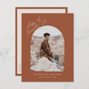 Terracotta Class of 2024 Arch Photo Graduation Invitation Postcard