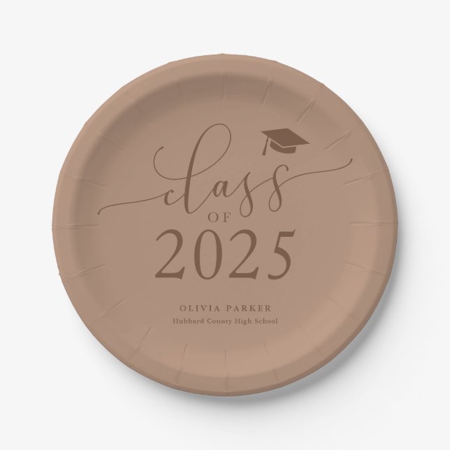 Terracotta Class of 2025 Graduation Party Paper Plate (Front)