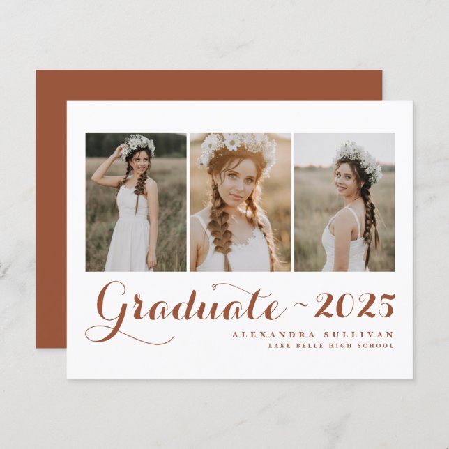 Terracotta Class of 2025 Photo Collage Graduation (Front/Back)