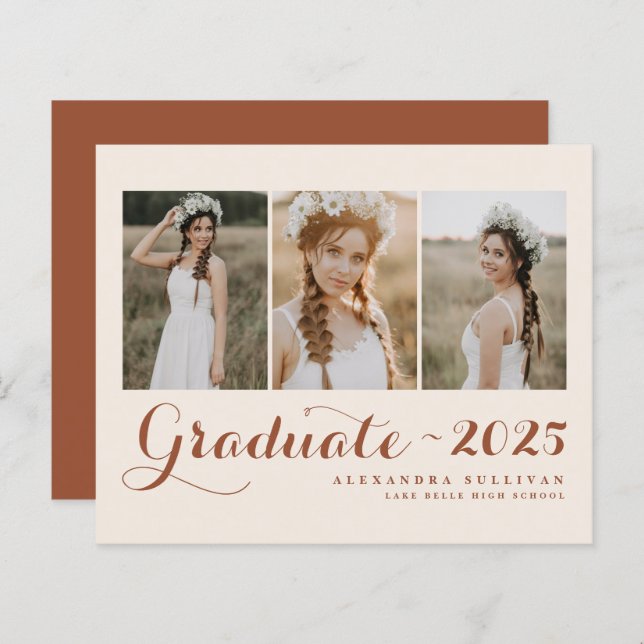 Terracotta Class of 2025 Photo Collage Graduation (Front/Back)