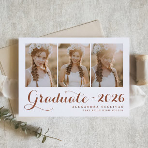 Terracotta Class of 2025 Photo Collage Graduation Invitation
