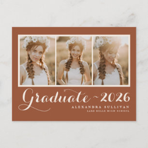 Terracotta Class of 2026 Photo Collage Graduation Invitation Postcard