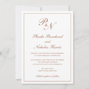 Terracotta Classic Elegant Wedding Invitation