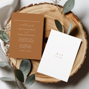 Terracotta Classic Minimal Wedding Invitation