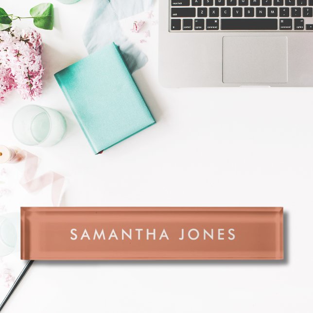 Terracotta Classic Personalised Nameplate (Simple Terracotta Minimalist Modern Nameplate for a professional boss)