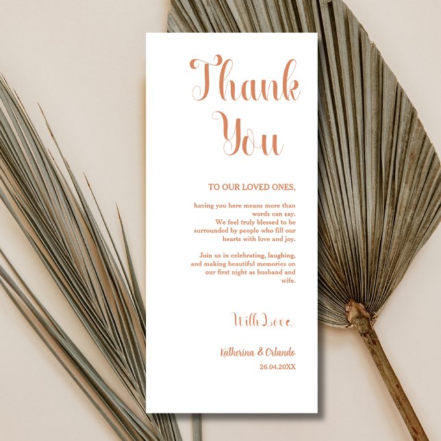 Terracotta Classic Place Setting Thank You Card (Creator Uploaded)