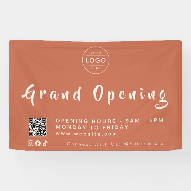 Terracotta Clay QR Code Cafe Bakery Restaurant Banner (Horizontal)