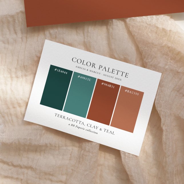 Terracotta, Clay & Teal Wedding Colour Palette Enclosure Card (Creator Uploaded)