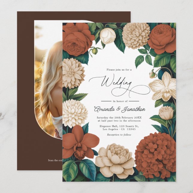 Terracotta Clay, Warm Sand & Oat Milk Wedding Invitation (Front/Back)