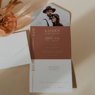 Terracotta Clean Line Wedding Invitation