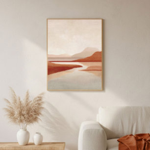 Terracotta Coastal Abstract Art for Neutral Decor