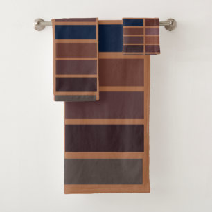 Terracotta Colourful Stripes Modern Earth Tones Bath Towel Set