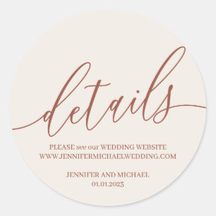 Terracotta concept Details Signature text Classic Round Sticker