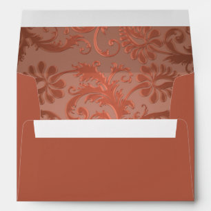 Terracotta, Copper Floral Damask Envelope
