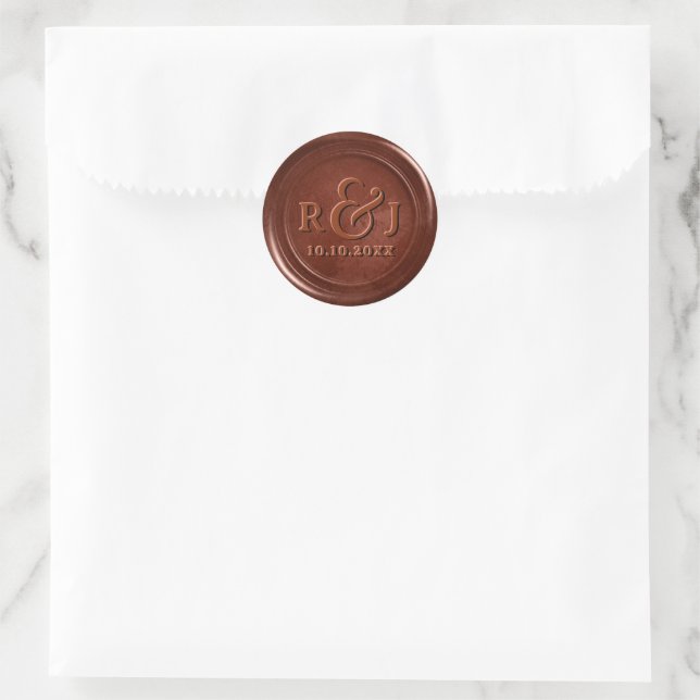 Terracotta copper wax sticker with initials  (Bag)