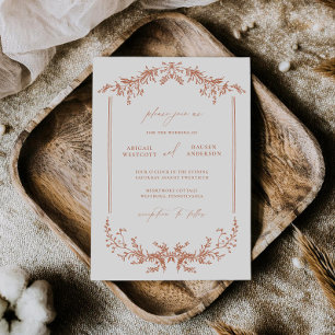 Terracotta Cottage Wedding Invitation Card Invite