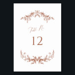 Terracotta Cottage Wedding Table Number Card Sign<br><div class="desc">Our wedding table number sign features modern lettering and vintage botanical laurels - perfect for helping your guests find their table at your wedding reception or event.</div>