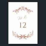 Terracotta Cottage Wedding Table Number Card Sign<br><div class="desc">Our wedding table number sign features modern lettering and vintage botanical laurels - perfect for helping your guests find their table at your wedding reception or event.</div>