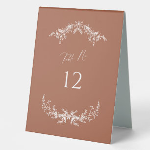 Terracotta Cottage Wedding Table Number Tent Sign