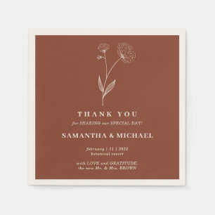 Terracotta Cotton Flower Modern Wedding Napkin