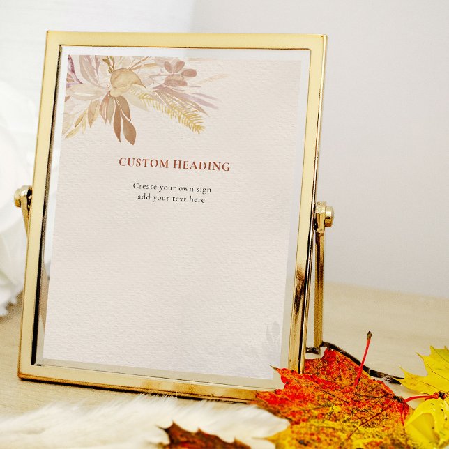 Terracotta Cream Botanical Foliage Create Your Own Poster (Create your own custom sign or poster - available printed or as a printable digital download)