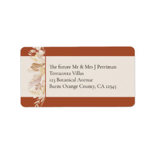 Terracotta Cream Botanical Foliage RSVP Address Label