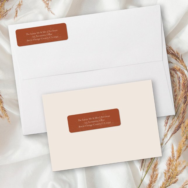 Terracotta Cream Botanical Return Address Label (Terracotta Return Address Lables for outbound mailing or your RSVP envelopes)
