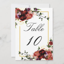  Terracotta Cream Burgundy Wedding table number