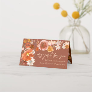 Terracotta Cream Floral Autumn Chair Wedding Table Place Card