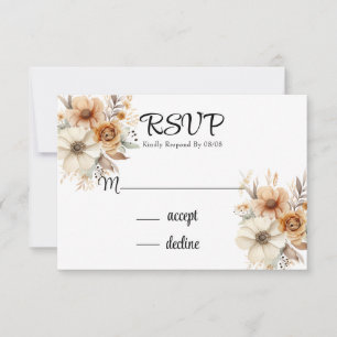 Terracotta Cream Florals Wedding RSVP Card