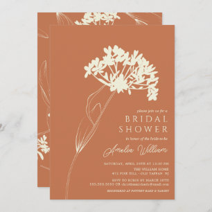 Terracotta & Cream Modern Floral Bridal Shower Invitation