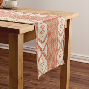 Terracotta Cream Modern Minimalist Stripe Boho Short Table Runner