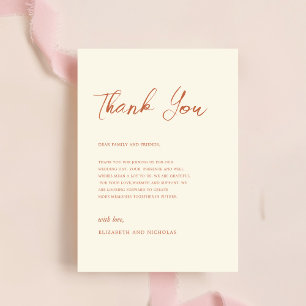 Terracotta creme rustic boho fall wedding thank you card