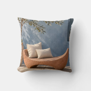 Terracotta Crescent Bench Mediterranean Blue Wall Cushion