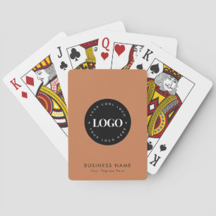 Terracotta Custom Business Company Logo & Text Playing Cards