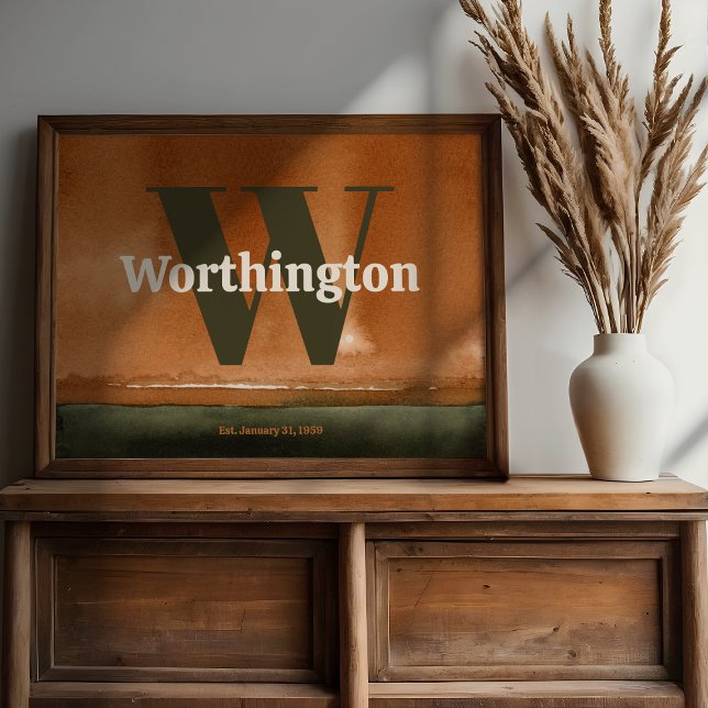 Terracotta Custom Last Name Print Sage Green Art (Creator Uploaded)