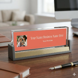 Terracotta Custom Logo Photo & Name Desk Name Plate
