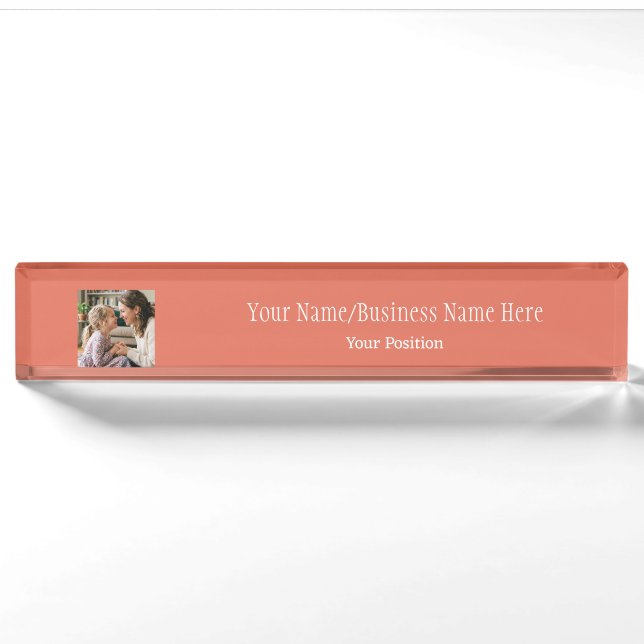 Terracotta Custom Logo Photo & Name Nameplate (Front)