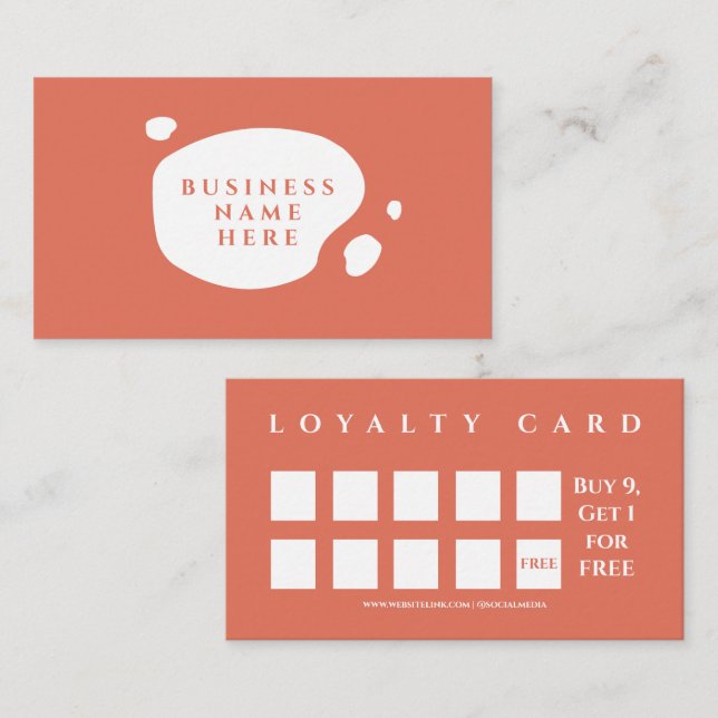 Terracotta Cute Minimalist Salon Coffee Shop Loyalty Card (Front/Back)