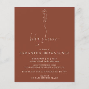 Terracotta Daisy Tiny Flower Budget Baby Shower Flyer