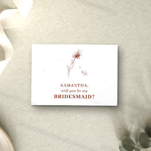 Terracotta Dandelion Will you be my bridesmaid Invitation