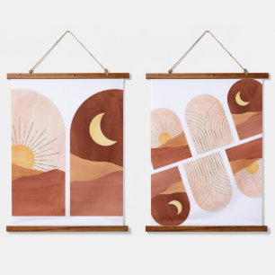 Terracotta day and night hanging tapestry