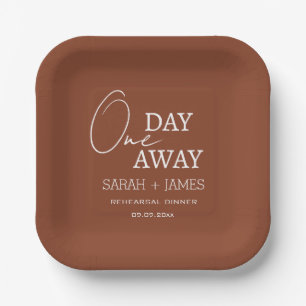 Terracotta Day Away Rehearsal Dinner Wedding Paper Plate