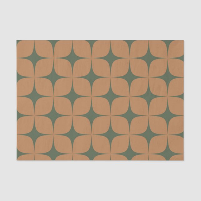 Terracotta Deep Green Mid Century Modern Elegant  Tissue Paper (Front)