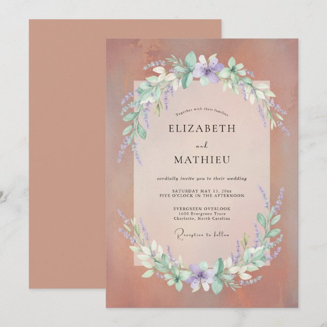 Terracotta Delicate Bohemian Wedding Invitation (Front/Back)