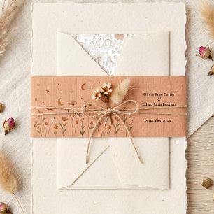 Terracotta Desert Boho Viral classic wedding Invitation Belly Band