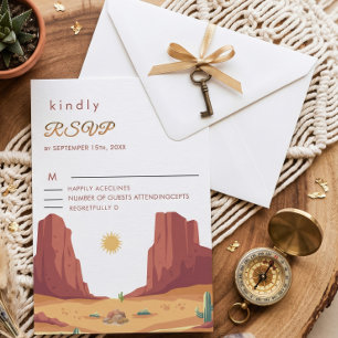 Terracotta Desert Boho Viral classic wedding RSVP Card