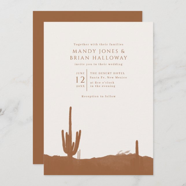 Terracotta Desert Cactus Wedding Invitation (Front/Back)